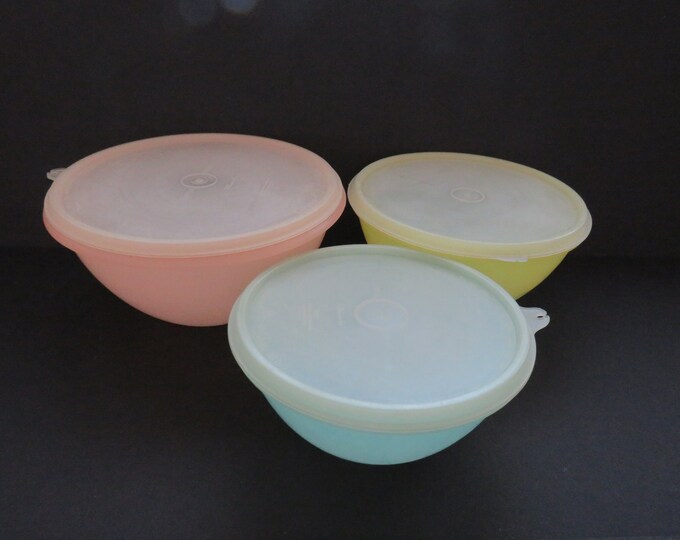 1950s Tupperware Mixing Bowls Set 3 Plastic Wonderlier Bowls Clear