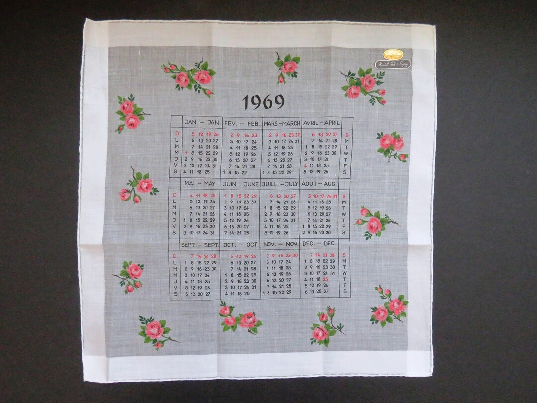 1969-roses-calendar-handkerchief-english-french-months-days-of-the-week