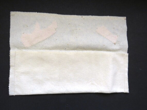 1950s Handmade Felt Glove Holder - White Pink Seq… - image 4