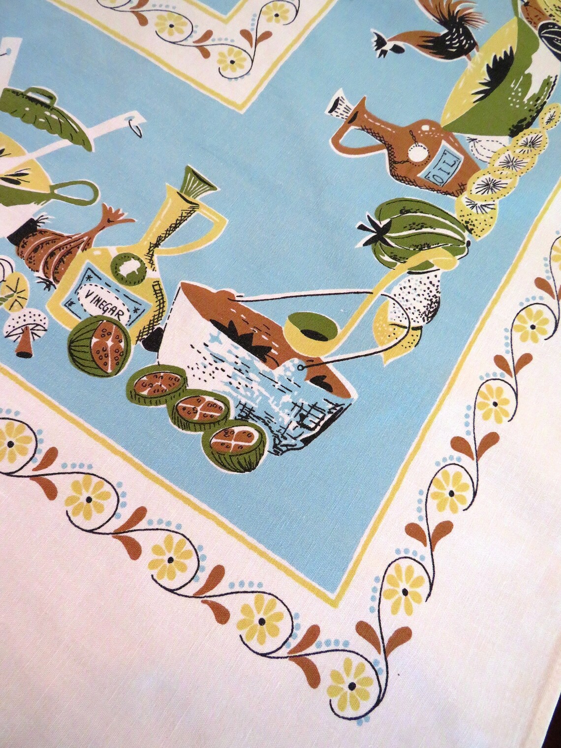 1950s Novelty Conversation Tablecloth Food Preparation Etsy