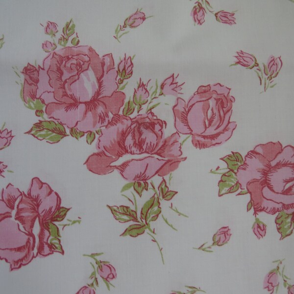 Pink Roses King Pillowcase by J P Stevens - Single Pillowcase - Double Sided - Shabby Chic Country Cottage - Vintage Bedding Sheets Linens