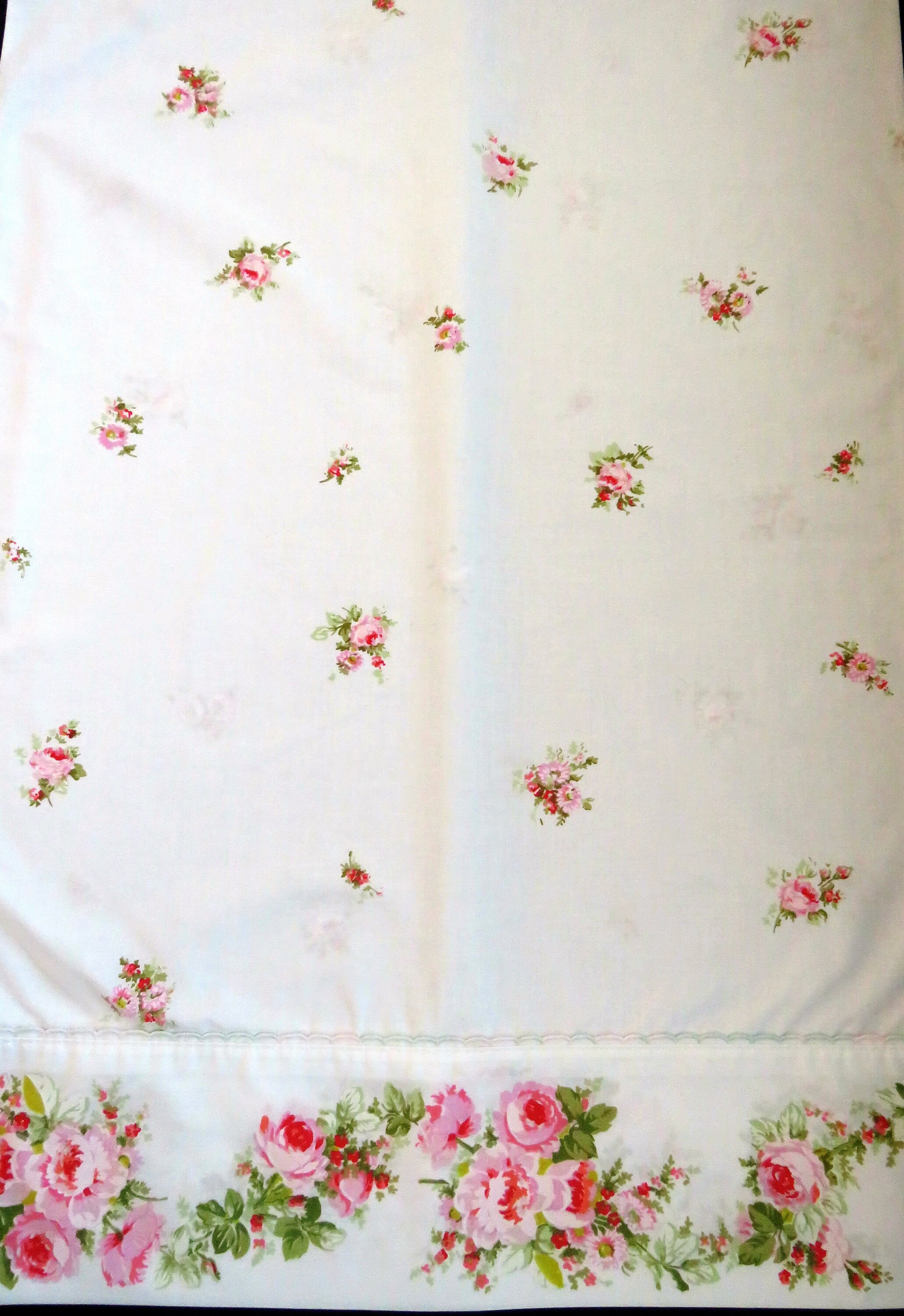 2 Piece Full Size Pink Roses Bedding Double Flat Sheet One - Etsy