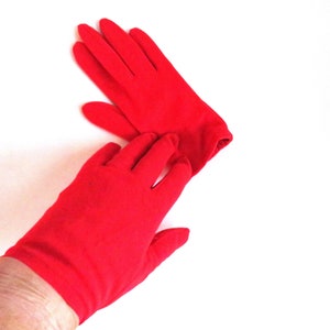 1970s Red Wrist Length Fashion Gloves - Nylon Stretch Fits All Sizes - Womens Fashion Accessories - Church Costume Formal Wear - Prop - Gift