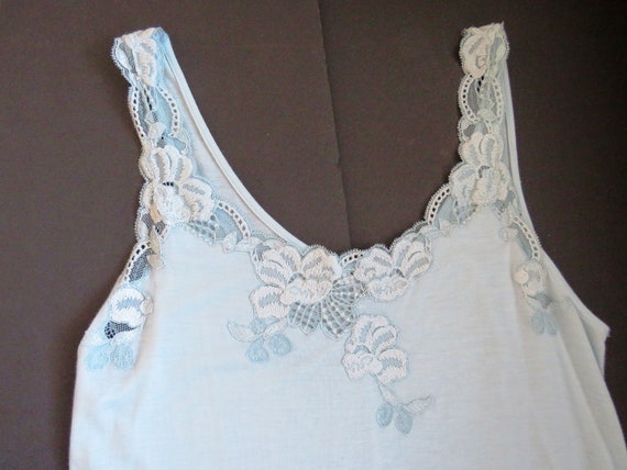 1990s Long Baby Blue Nightgown by Natori - Size M… - image 5