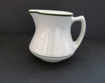 Lechera vintage de Shenango China - Rayas blancas y verdes - Recipiente mediano para jarabe y crema - Lechera de restaurante de los años 50
