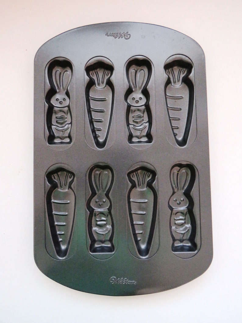 Wilton Bunny and Carrots Cookie Pan Easter Bunny Rabbits Carrots Cake Pan Mold Easter Baking Dessert Non Stick Cake Pan Candy Mold image 2