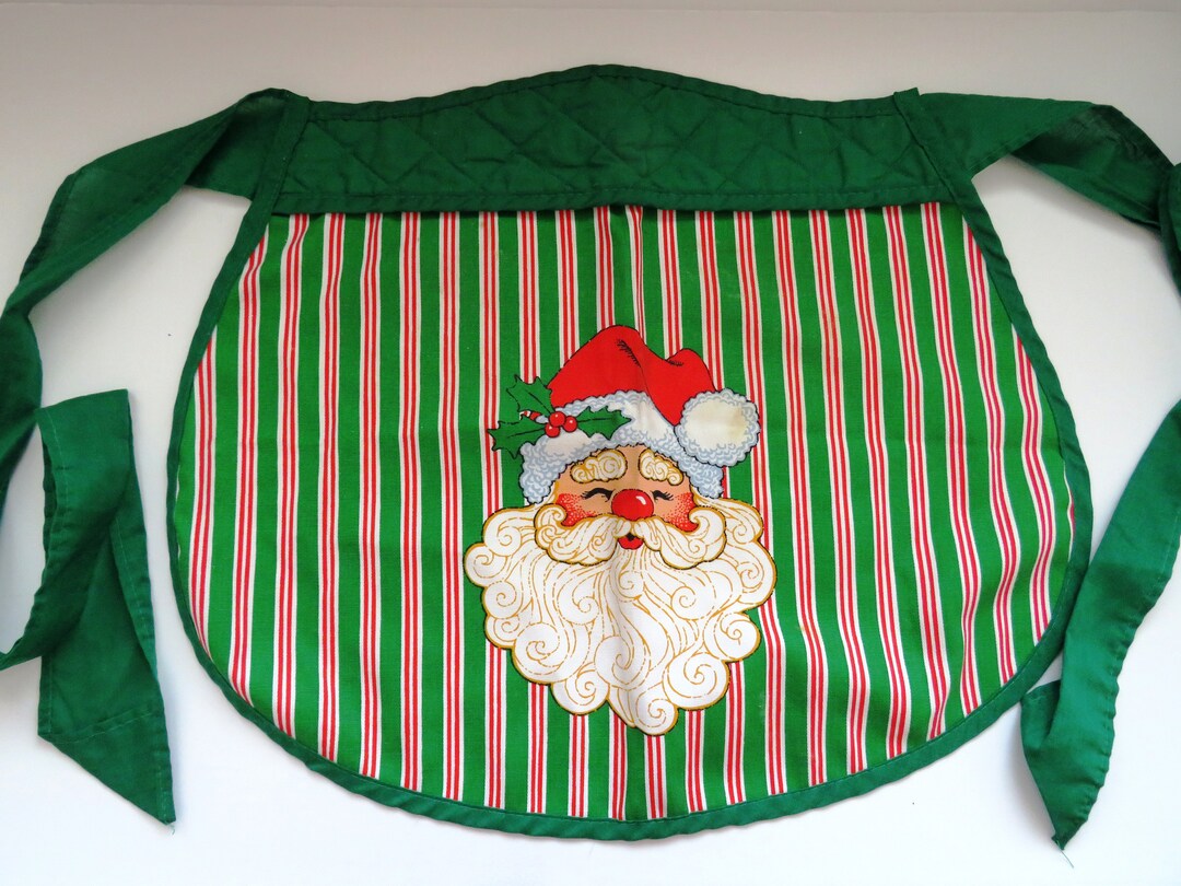 1970s Christmas Half Apron by Gourmet Gallery Santa Claus Face Red