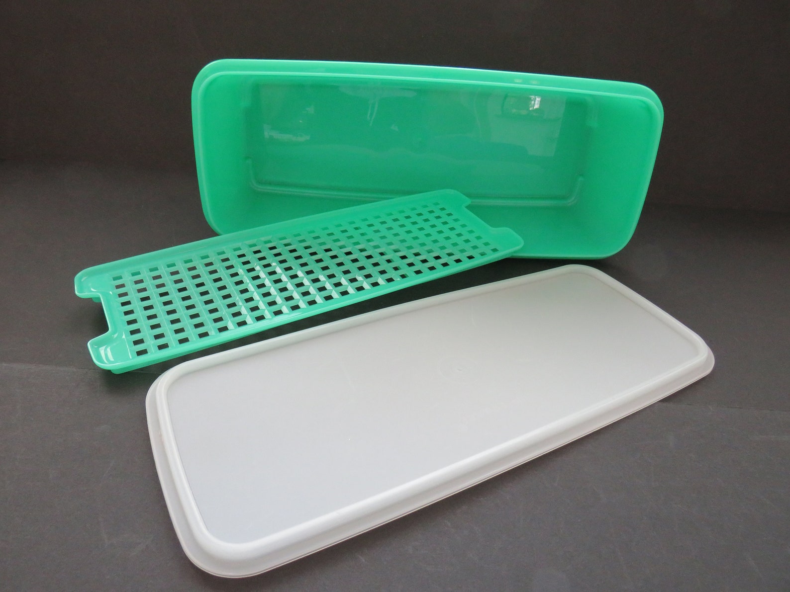 1960s Vintage Tupperware Celery Keeper 3 Pc Green Set Etsy