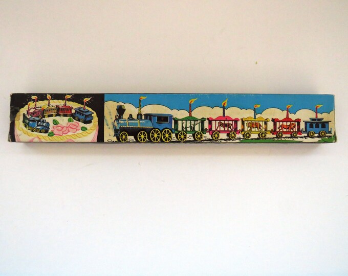 Vintage Birthday Train Candle Holders in Original Box Birthday Cake