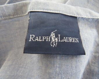 Ralph Lauren Twin Dust Ruffle - Light Blue Chambray Bedskirt - Vintage Ralph Lauren Denim Bedding - Country Western Farmhouse Decor