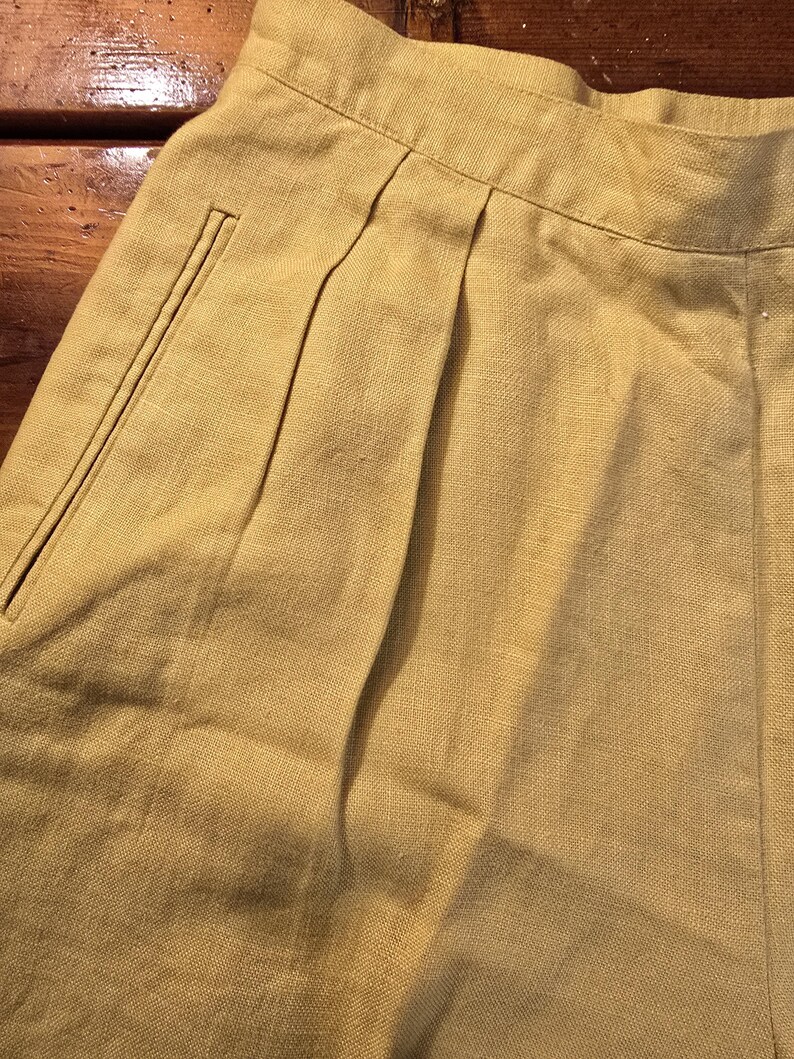Pants Women's Chartreuse Linen Side Zip Pockets Tapered Liz Clairborne ...