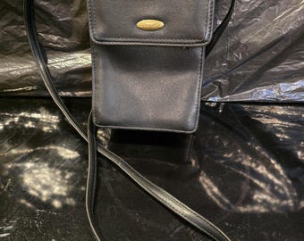 Liz Claiborne Wallet on String Cross Body Black Multiple Storage Compact Vintage