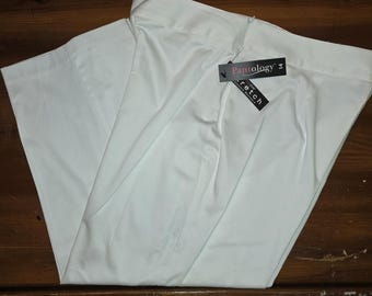 Pantalones capri blancos de mujer, algodón y elastano, marca Pantology, con cremallera lateral, talla 14, años 90, NUEVOS