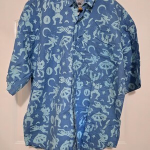 Men's Shirt Cotton Blue on Blue Sports Java Lava Collared Button Front One Size