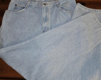 Jean pour femme Gitano avec fermeture éclair sur le devant 5 poches 14 denim de coton bleu délavé à l'acide des années 1990