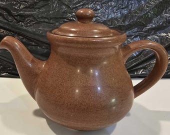 Tetera con tapa, de gres marrón, marca TransWorld, estilo vintage de los años 80.