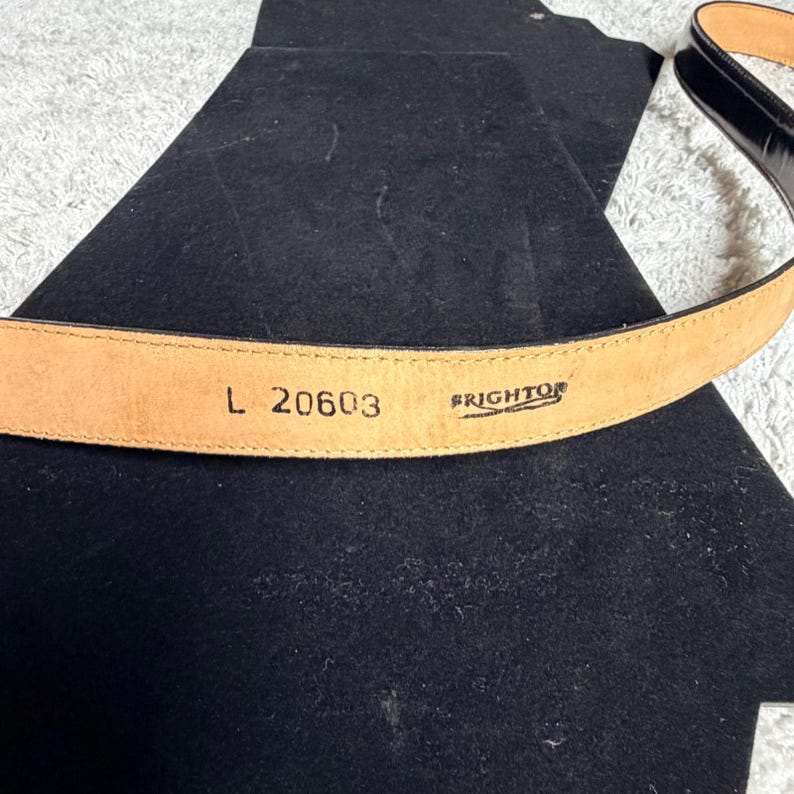 Brighton Vtg 1996 Black Leather Toggle Belt Western. Mixed Metal Ornate L 20603 image 5