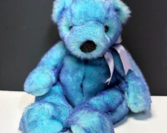 Ty Beanie Buddies Bluebeary 15" Plush Bear, 1999 W/ Tag Multi Shades Blues/Teals