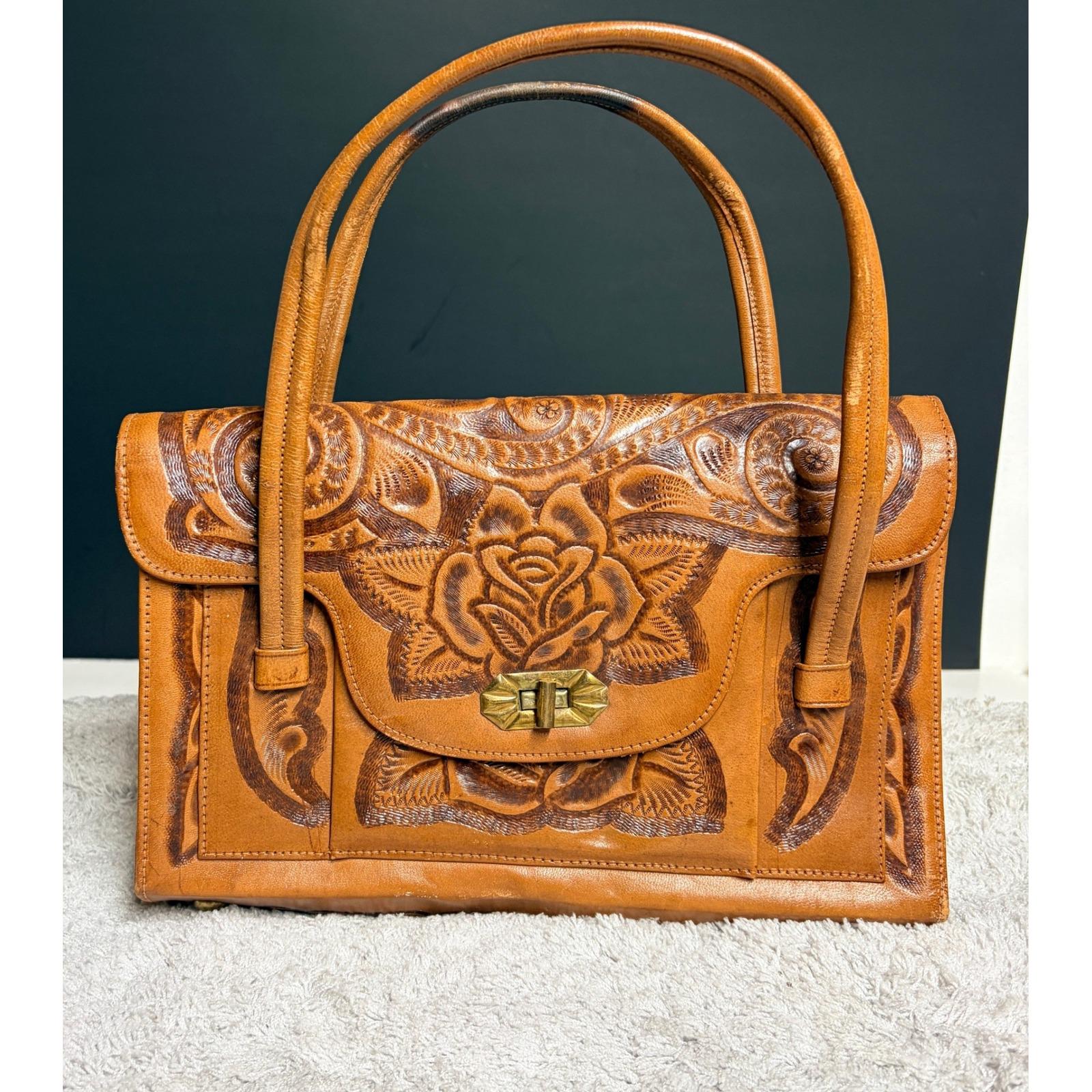 70s Floral Leather Bag - Etsy