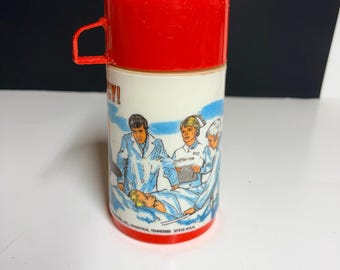 VTG 1973 Emergency TV Show Thermos Aladdin Industries Squad 51 Red Cup Lid READ