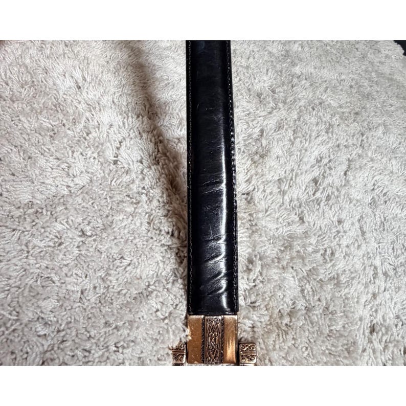 Brighton Vtg 1996 Black Leather Toggle Belt Western. Mixed Metal Ornate L 20603 image 14