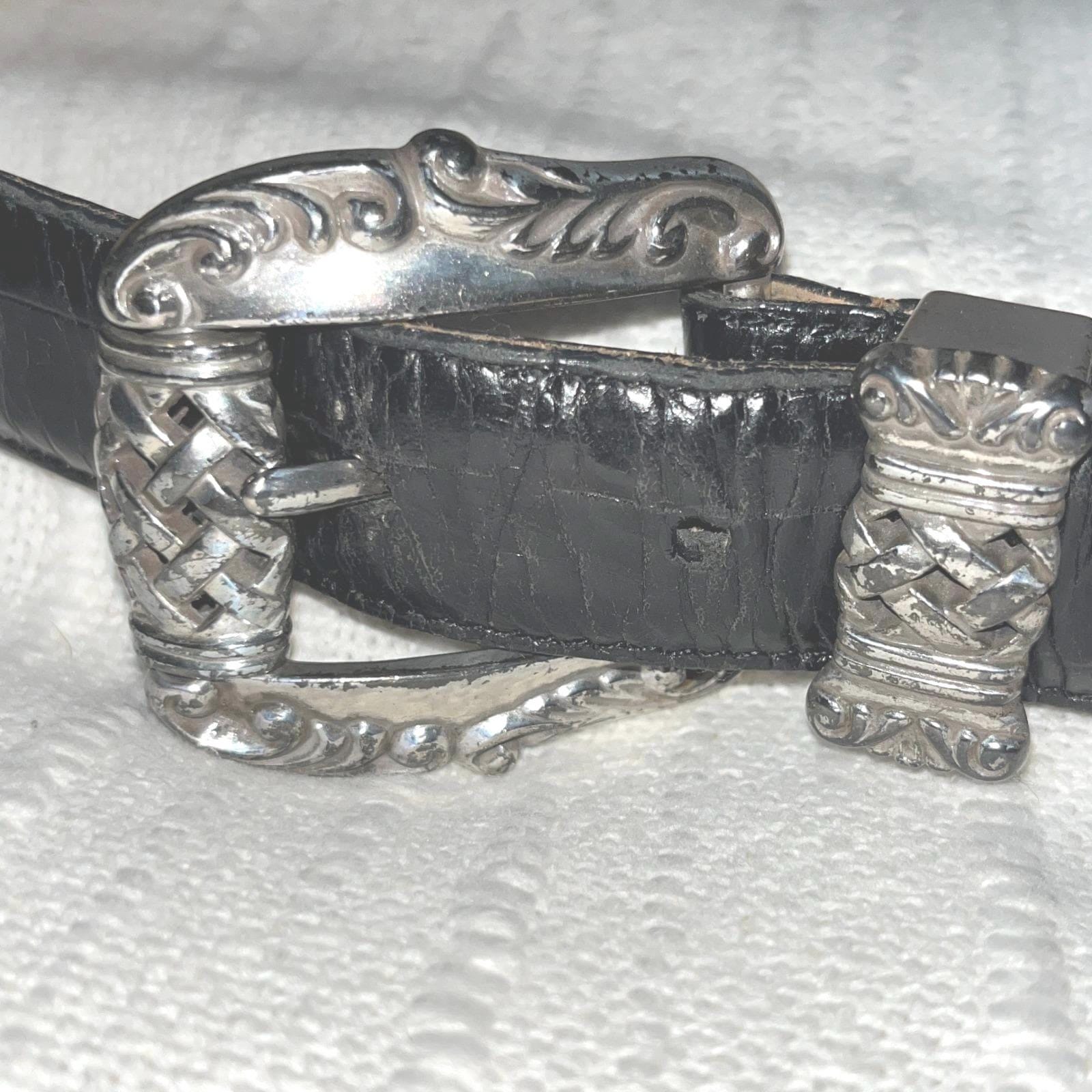 Vintage Brighton Black Croc Leather Bunny Rabbit Belt Ornate Silver Buckle S Brighton Belt Black - Etsy main image 4