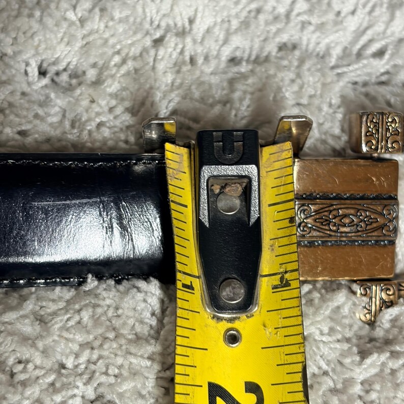Brighton Vtg 1996 Black Leather Toggle Belt Western. Mixed Metal Ornate L 20603 image 11