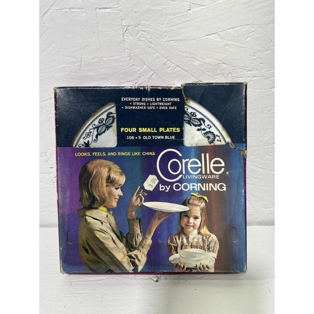 Corelle Box Corelle Vintage Set of 4 Old Town Blue Small Plates New in Box - Etsy