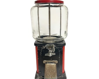 Victor Topper 1 cent (Penny) Gumball Machine Square Globe 1950's WORKS No Key