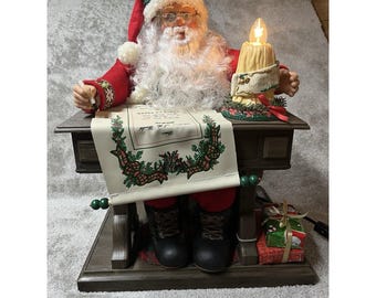 VTG 1993 Animated Musical Lights "Writing Santa" Christmas Lg Holiday Creations