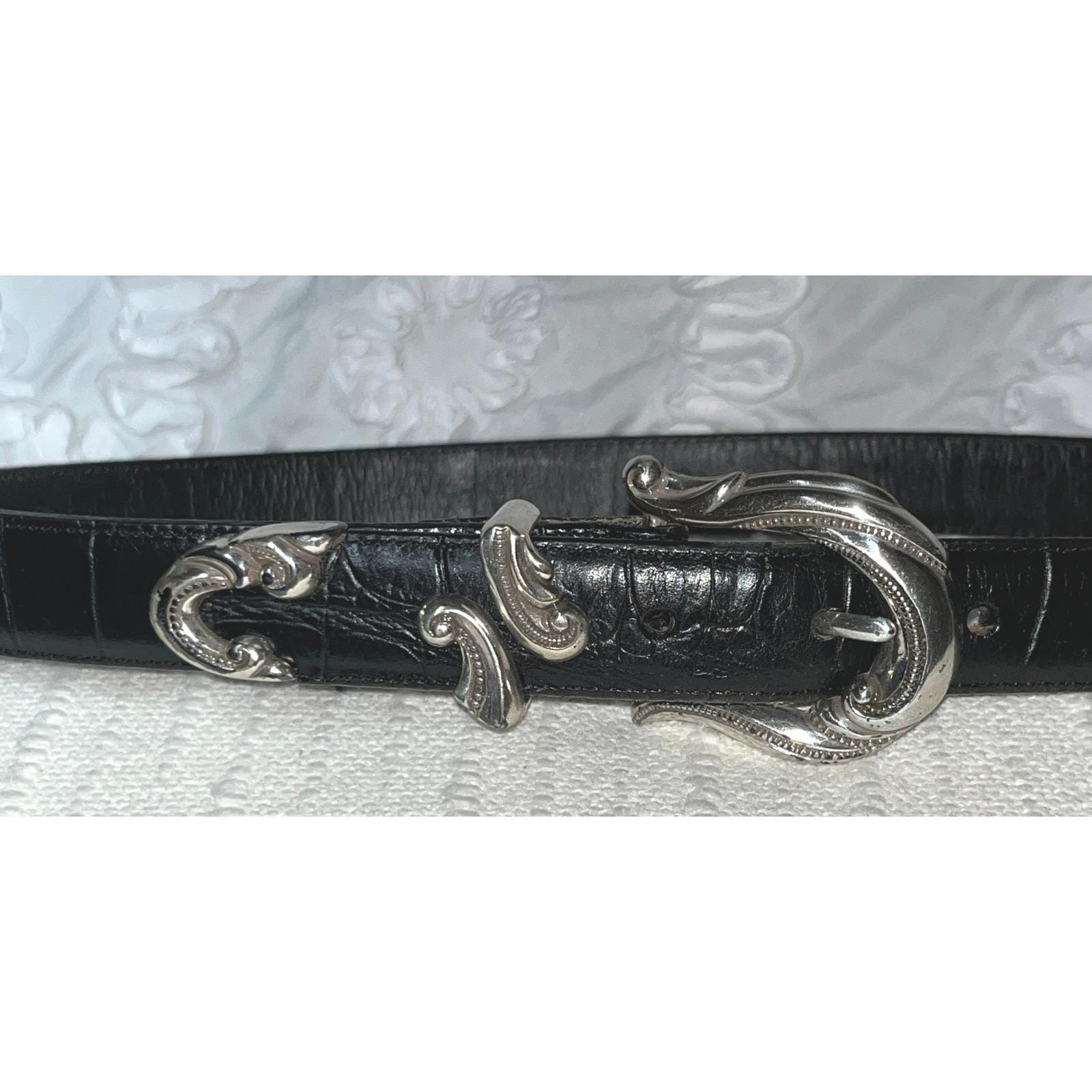 Ceinture Femme Brighton Noire Boucle Ornée - Taille S (environ 32" X 1") - Occasion Excellent état