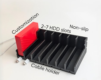 Portable HDD Organizer (2-7 slots) with Cable Holder
