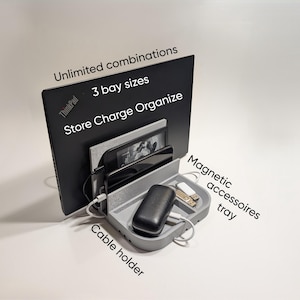 Modular Charging Station with Cable Holder for Phone Laptop Tablet | Desk Organizer | Nightstand Organizer
