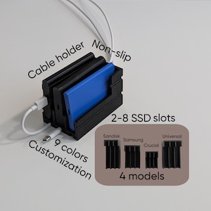 Portabler Solider Organizer (2-8 Slots) mit Kabelhalter für Universal, Samsung, SanDisk, Crucial