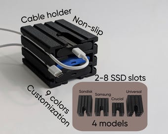 Portabler Organizer (2-8 Slots) mit Kabelhalter für Universal, Samsung, SanDisk, Crucial