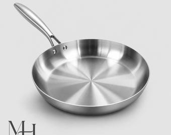 Padella in acciaio inox 304, padella professionale a induzione, pentolame professionale non rivestito per fornelli a gas o elettrici, resistente e ideale per la cucina domestica.