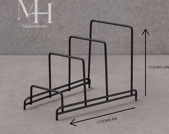 Iron Kitchen Organizer Rack | Multi-Layer Pot Lid, Plate & Cutting Board Stand for Space-Saving Counter Storage