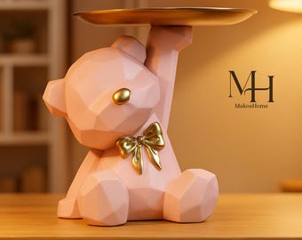 Geometrische Bären Figur | Deko Skulptur für Zuhause & Büro | Moderne Tischdekoration