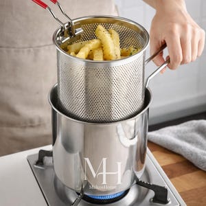 Stainless Steel Deep Fryer Pot with Basket, Small Oil Fryer, French Fry Maker, Chicken Fryer, Home Kitchen Frying Pan Tool