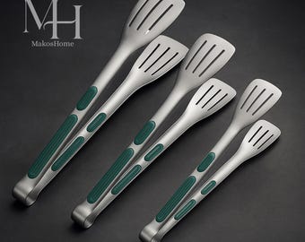 Stainless Steel Kitchen Tongs | Non-Slip Grip Food Tongs for BBQ, Salad, Meat & Cooking