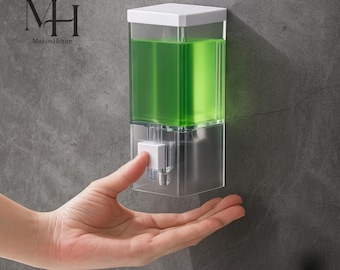 Wall Mounted Soap Dispenser | No-Drill Transparent Manual Pump Bottle for Bathroom & Kitchen