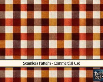 Fall Autumn Cozy Plaid Seamless Digital Paper Pattern PNG | Commercial Use | Digital Download ONLY | Fabric Print