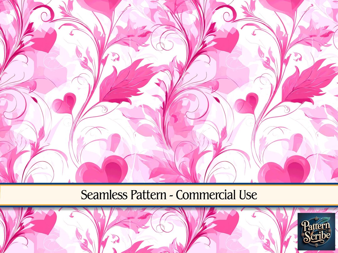 Floral Hearts Valentines Day | Seamless Digital Paper Pattern PNG ...