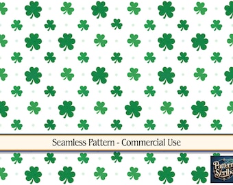 Clover Shamrock St Patrick's Day | Seamless Digital Paper Pattern PNG | Commercial Use | Digital Download ONLY | Fabric Print