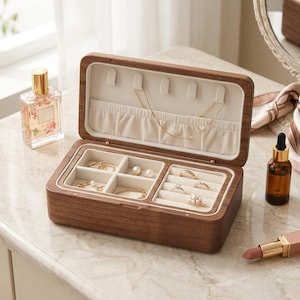 Portagioie in legno, organizer per gioielli a doppio strato, custodia portagioie di grande capacità, scatola portagioie da scrivania, regalo per lei