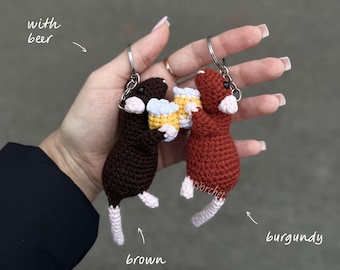Crochet Rat Keychain Set – Handmade Couple Rats or Single Rat Keychains