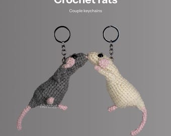 Crochet Rats Keychain – Amigurumi Rats with Beer or Wine, Custom Pet Gift