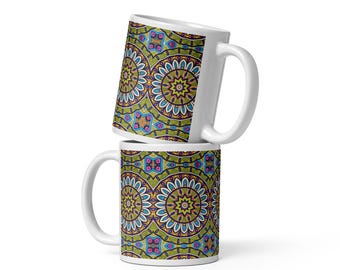 Ceramic Mug - Bright Floral Medallion Mandala