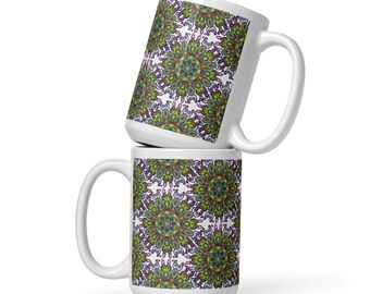 Ceramic Mug - Vibrant Geometric Floral Medallion Mandala