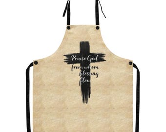 Rooted in Faith Apron | Christian Cross Apron | Faith Inspired Kitchen Apron | Unisex Cooking Apron | Scripture Gift